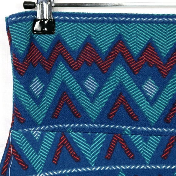 LuLaRoe Azure A-Line Skirt Blue Teal Red Elastic Pull On‎ Waist XL - Picture 7 of 11